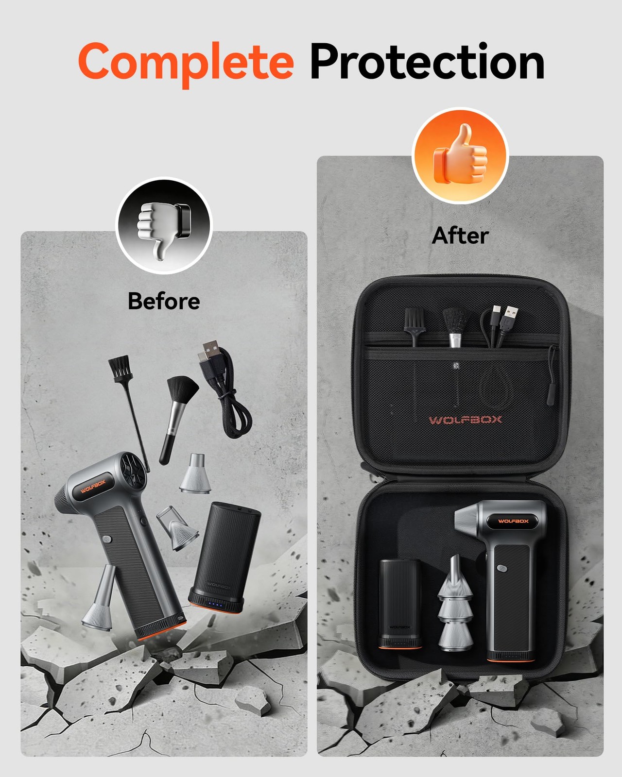 WOLFBOX MF200-2PK Compressed Air Duster, 2 Deluxe Kit (2 Batteries + Case)