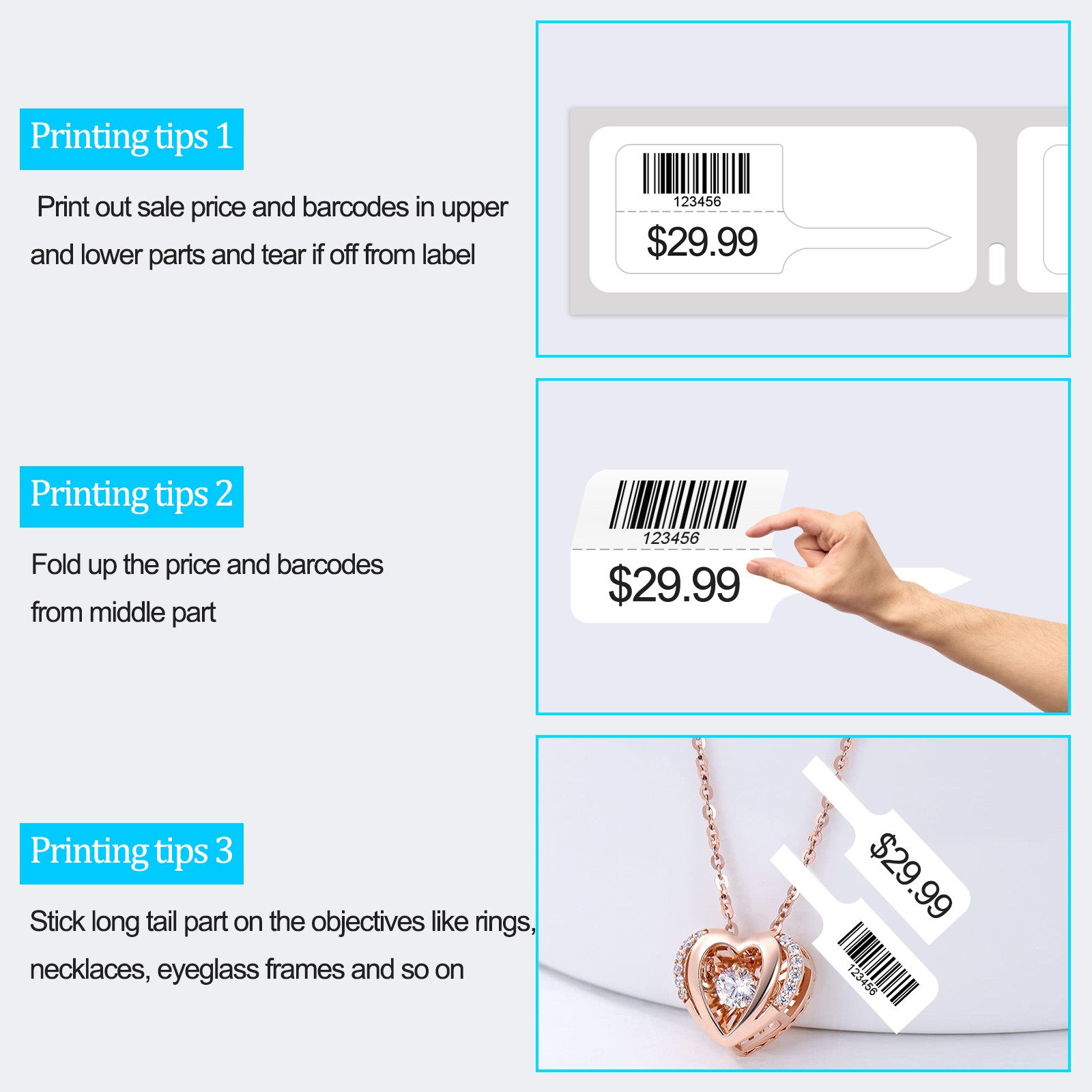 2Rolls 400 Price Tag Jewelry Labels Rat Tail 30373 for Dymo LabelWriter 400 Duo