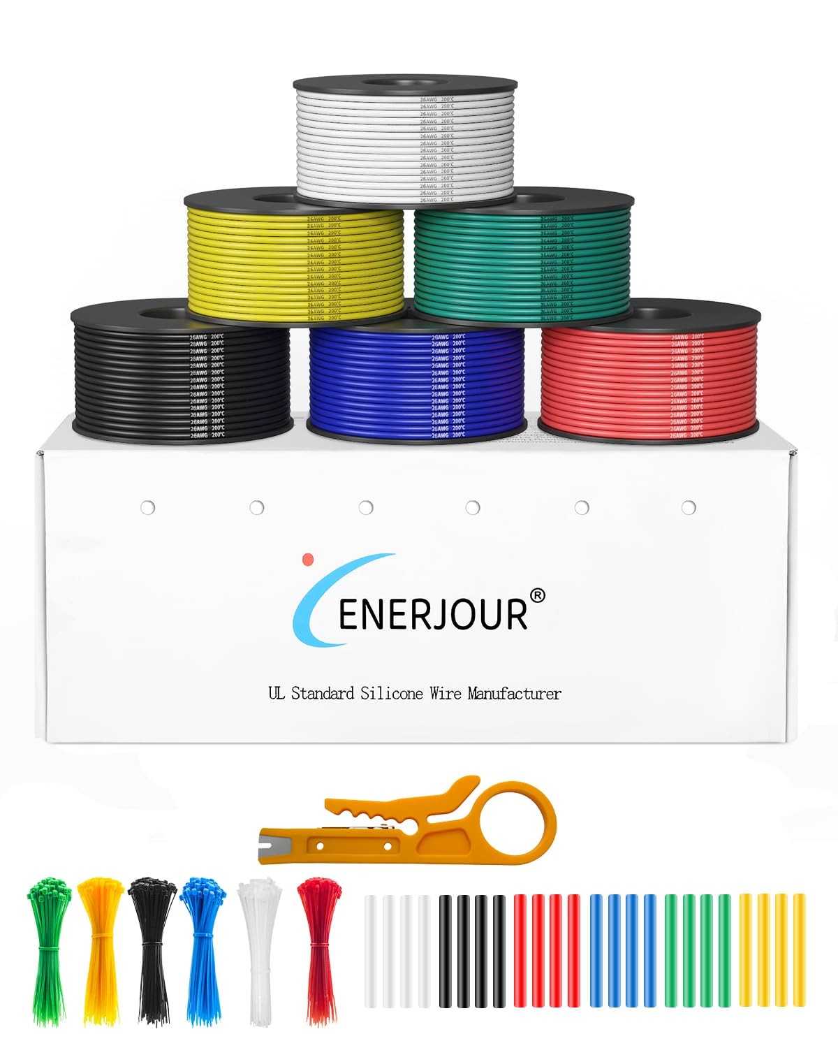 26 Gauge Wire 180FT, 26 AWG Flexible Silicone Cable, 6 Colors Each Wire Spool…