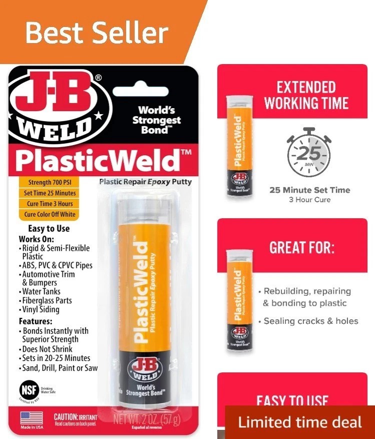Heavy-Duty Plastic Welding Epoxy 2 oz for Auto and Marine Repairs