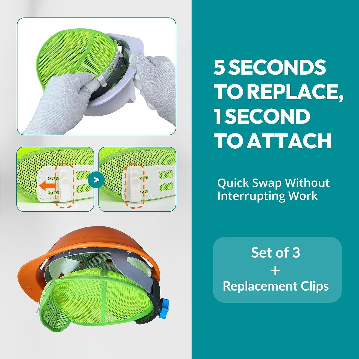 3PCS Hard Hat Liner Sweatband Work Safety Helmet Accessories Washable Cool Mesh