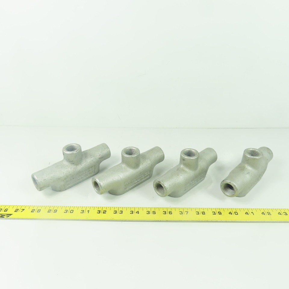Crouse Hinds TB17 1/2″ NPT Cast Malleable Iron Threaded Conduit Body Lot Of 4