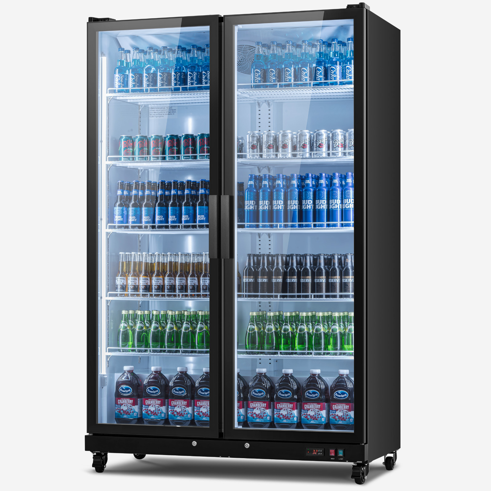 Yeego 37.79 Cu.ft Commercial Display Beverage Refrigerator W/Shleves,Light Store