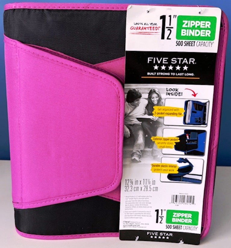 CHOICE OF 3 RING BINDER-MEAD (black-blue-red-magenta) OR CASE-IT D-900 (Pink)
