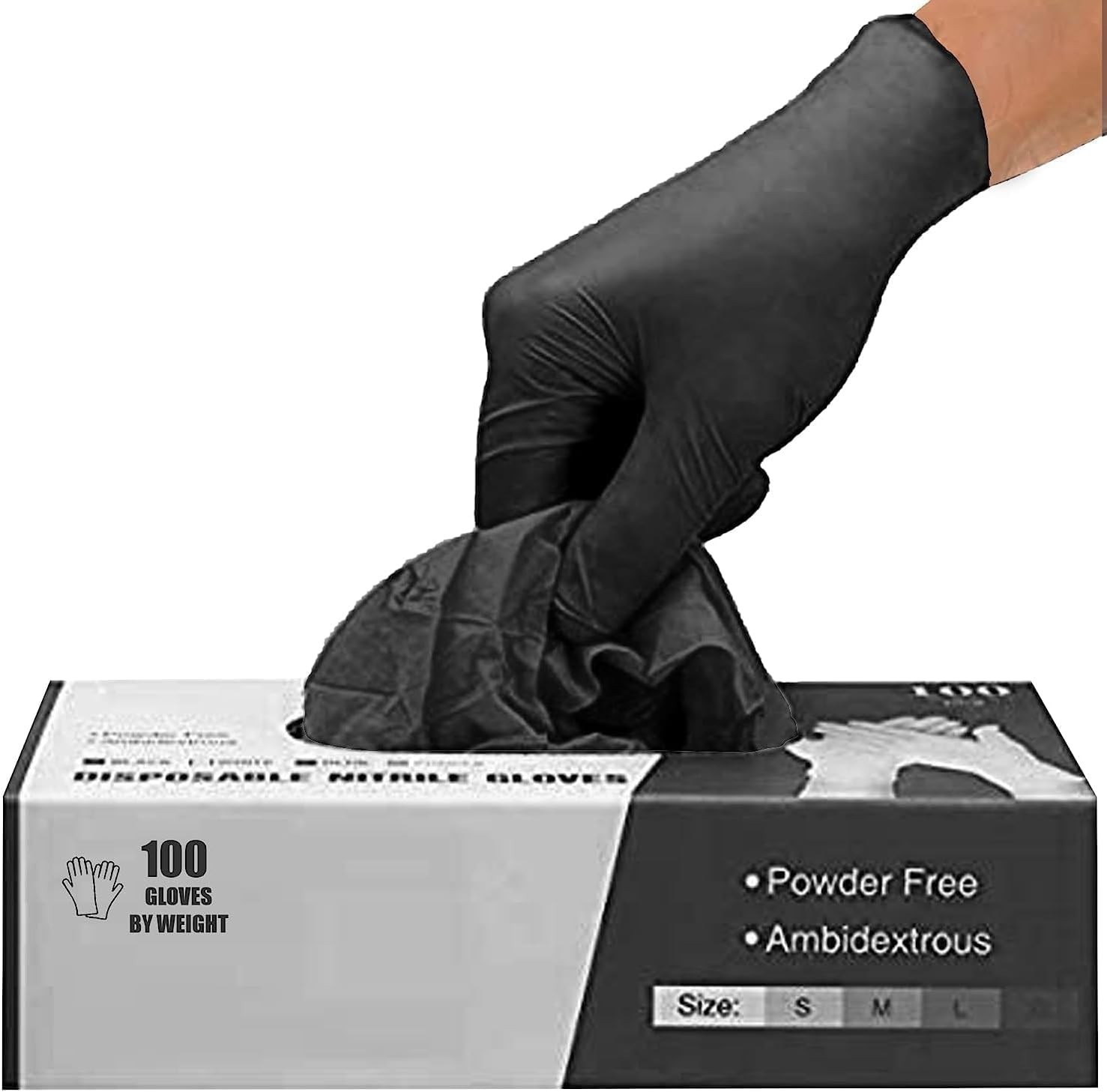 Black Nitrile Disposable Gloves – Latex-Free, Powder-Free, Pack of 100.