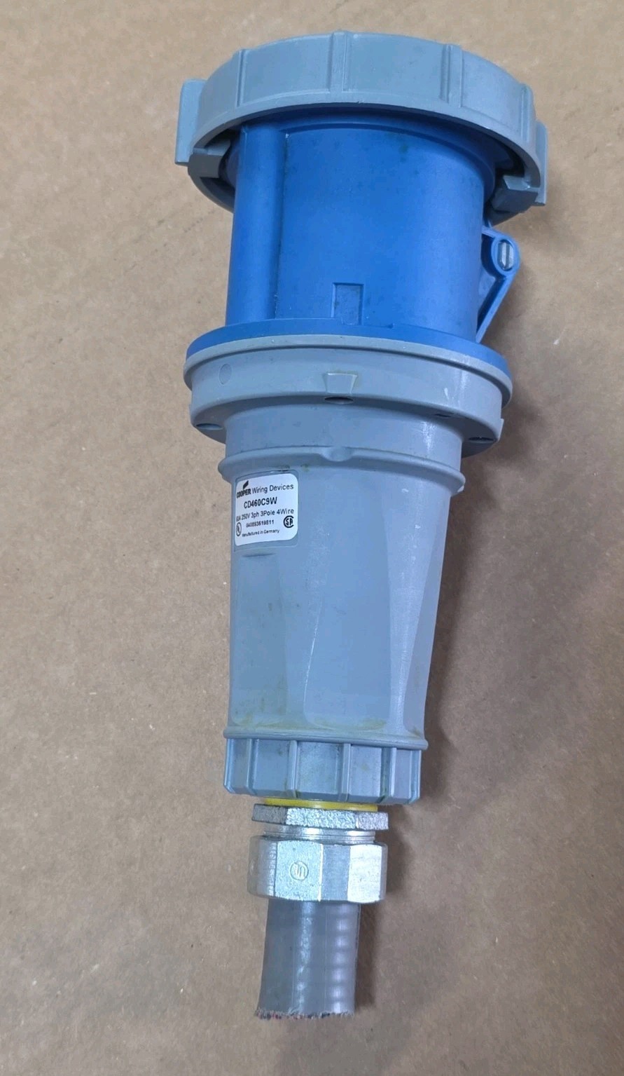 Cooper Female IEC Watertight Connector CD460C9W 60A 250V 3P 4W