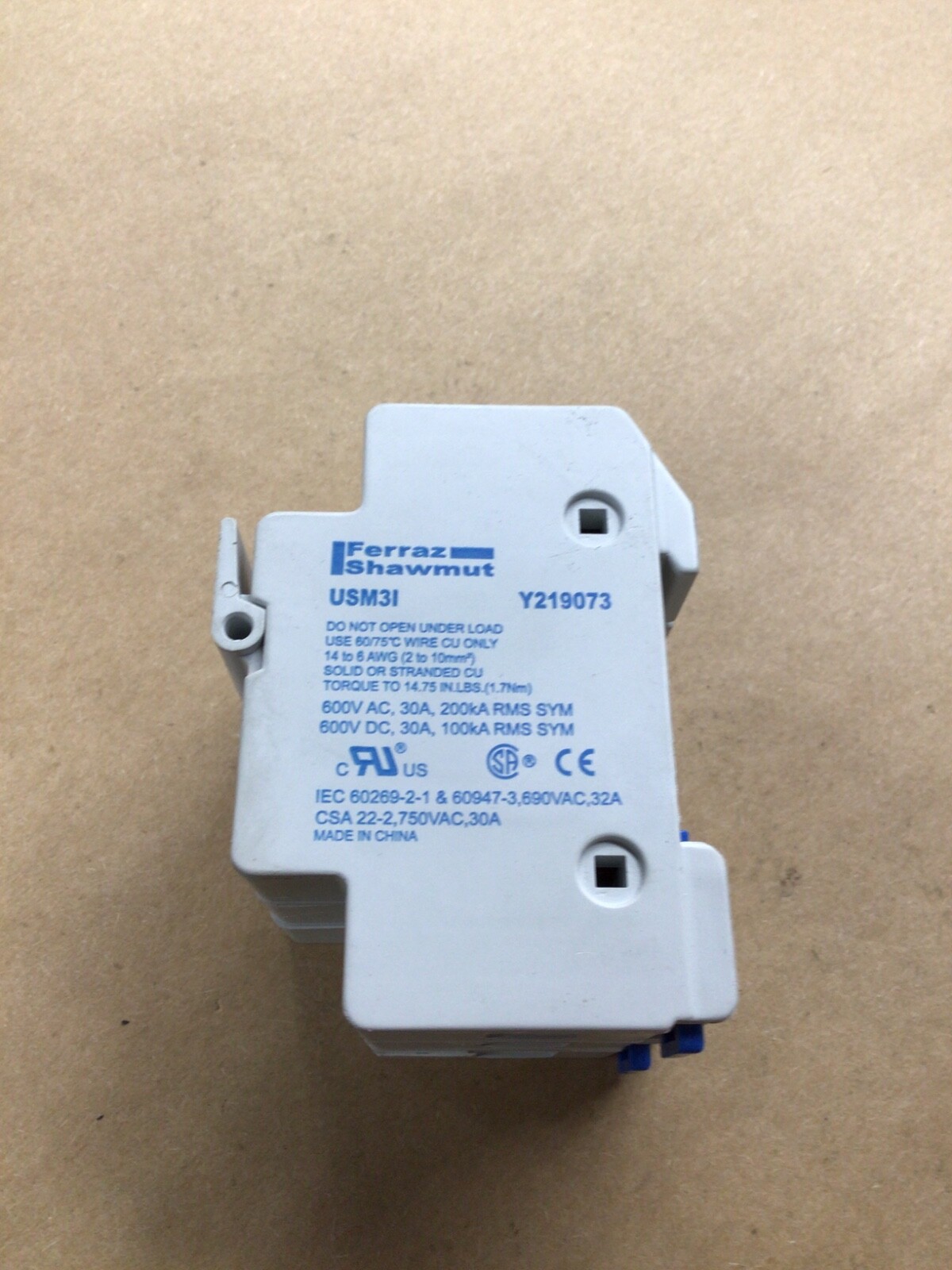 😉 FERRAZ SHAWMUT USM3I FUSE HOLDER 3PH 750V 30A Y219073 #4045D110