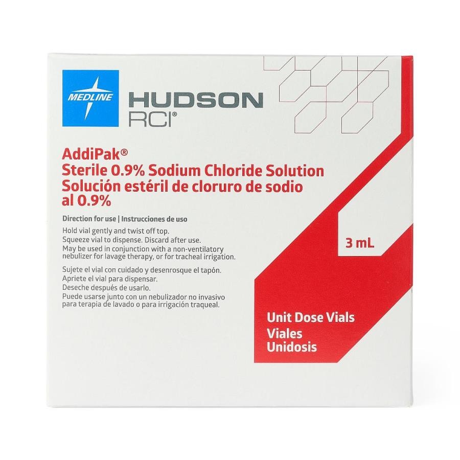 Addipak Prefilled Vials Sodium Chloride Normal Saline .9% Strength 3mL Red 100