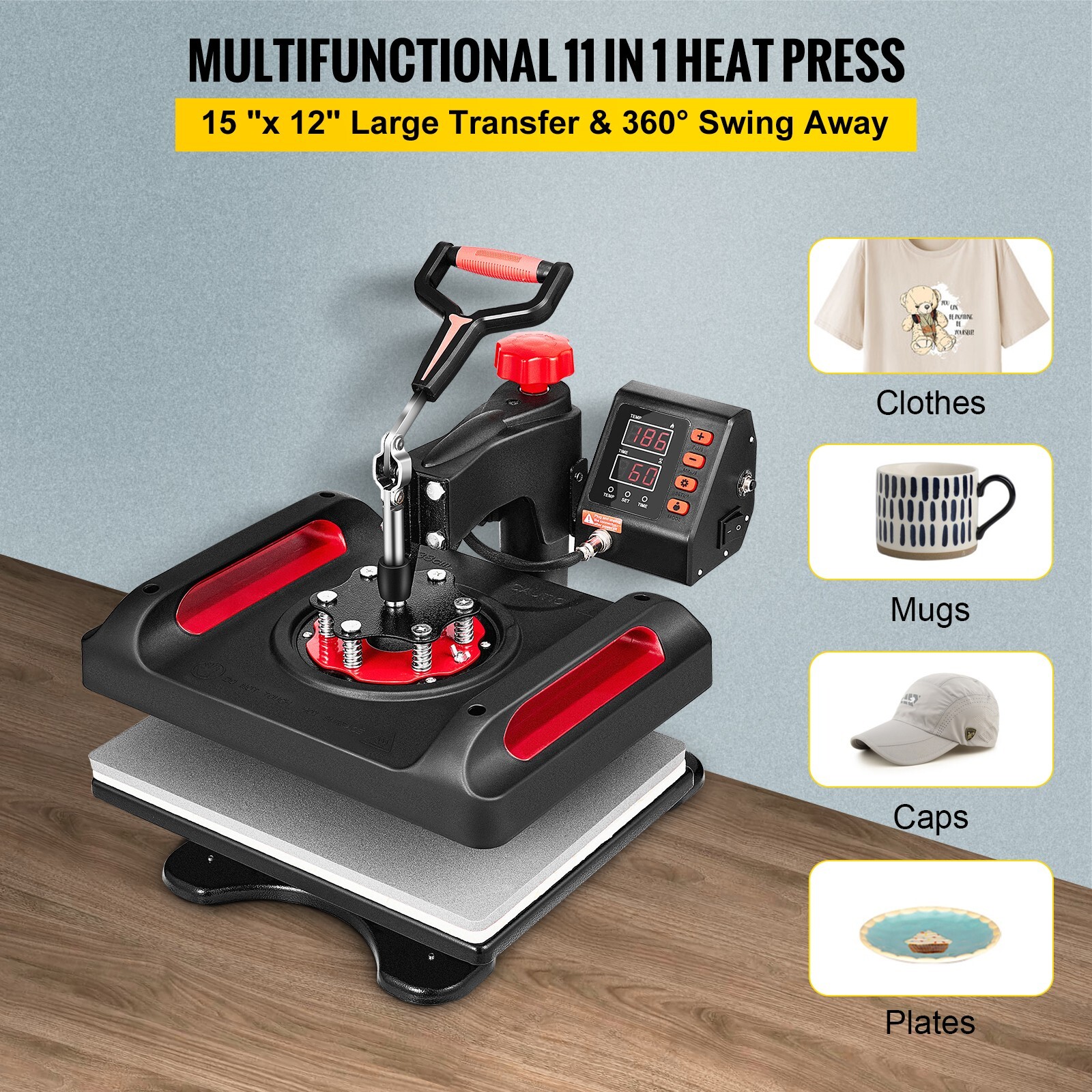 Heat Press Machine Sublimation Machine 15 x 12 Inch 11 In 1 Kit Heat Press