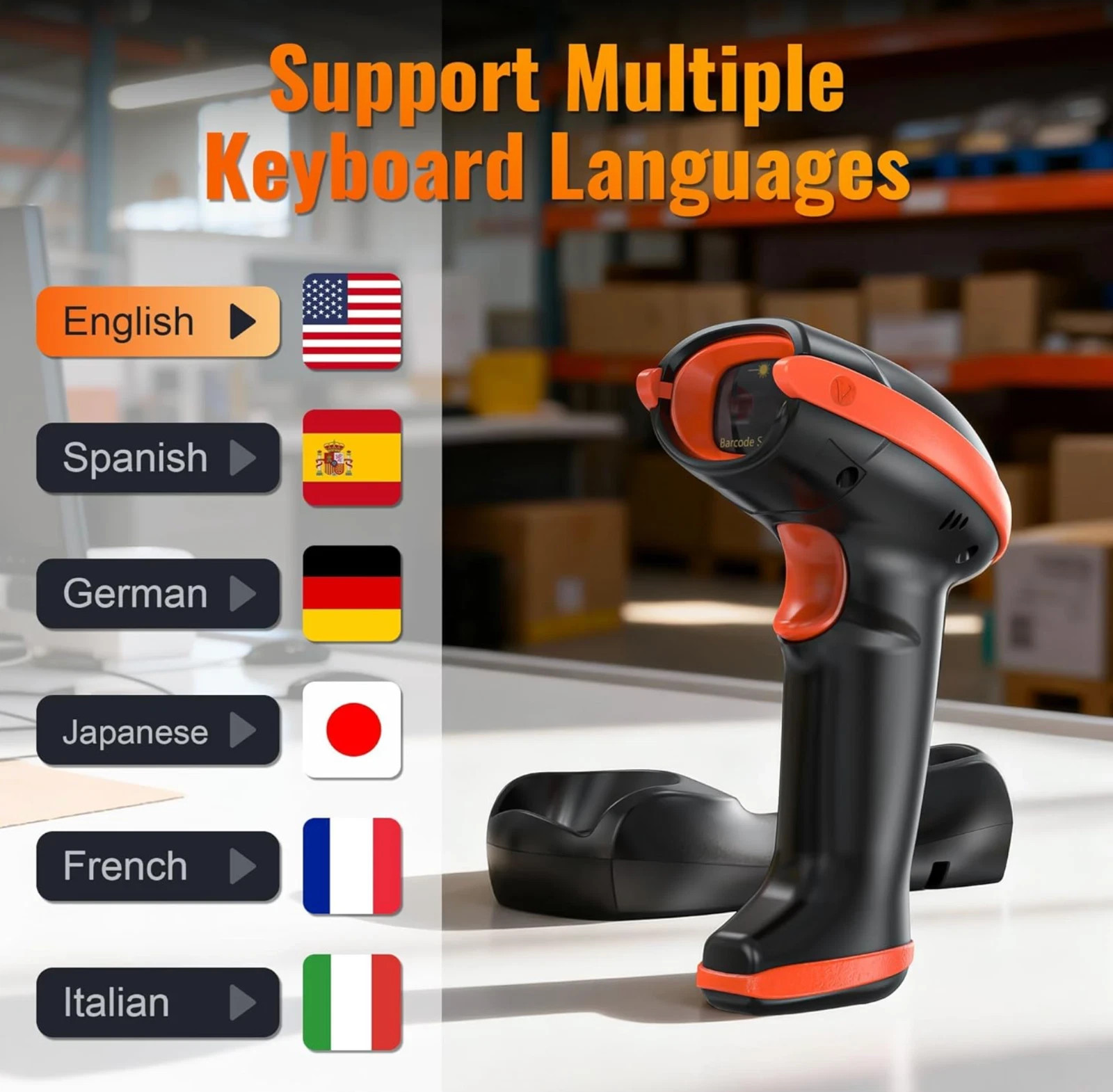 Tera Pro Series Wireless 1D 2D QR Barcode Scanner with Cradle Display HW0008
