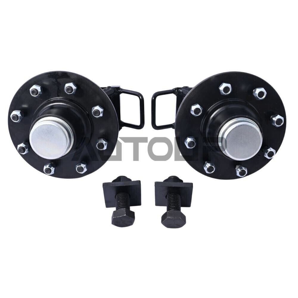 Pair 8 x 6.5 Lug 9000LB Shipping Container Wheels, Bolt-on Spindle Kit NEW