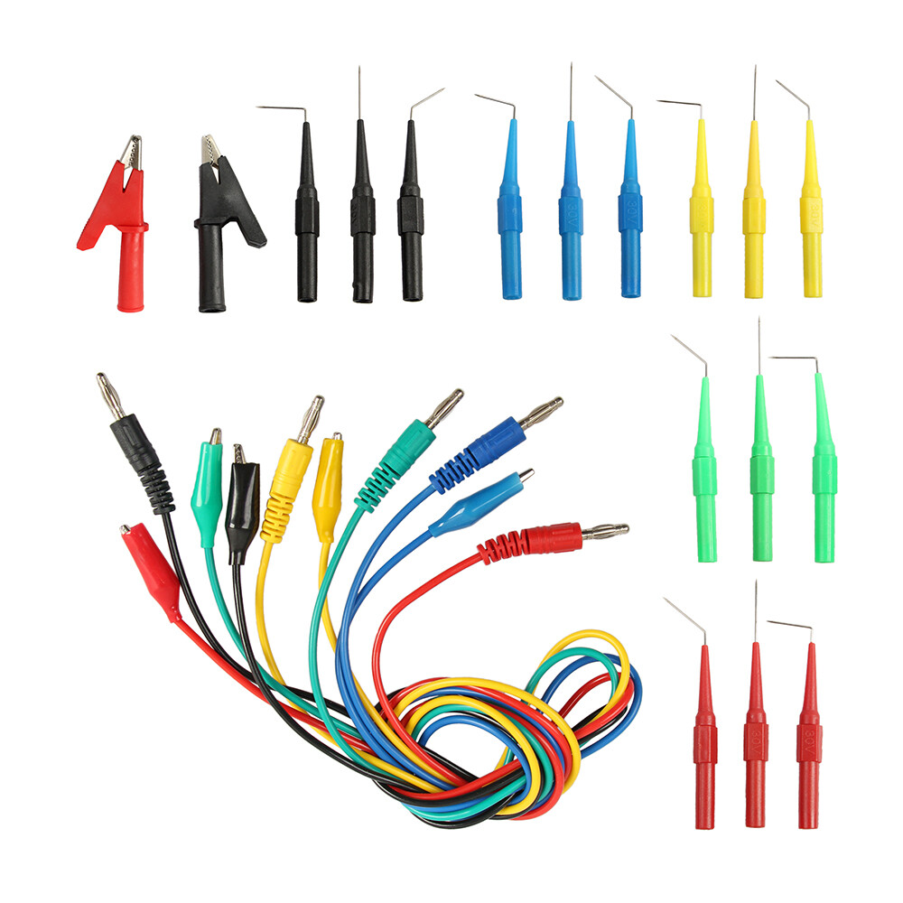 22pcs Automotive Back Probe kit Multimeter Test Leads Alligator Clips Wire Tool