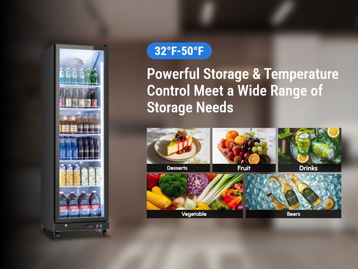 Yeego Commercial Drink Fridge Merchandiser Display Cooler 12.36 Cu.ft Glass Door