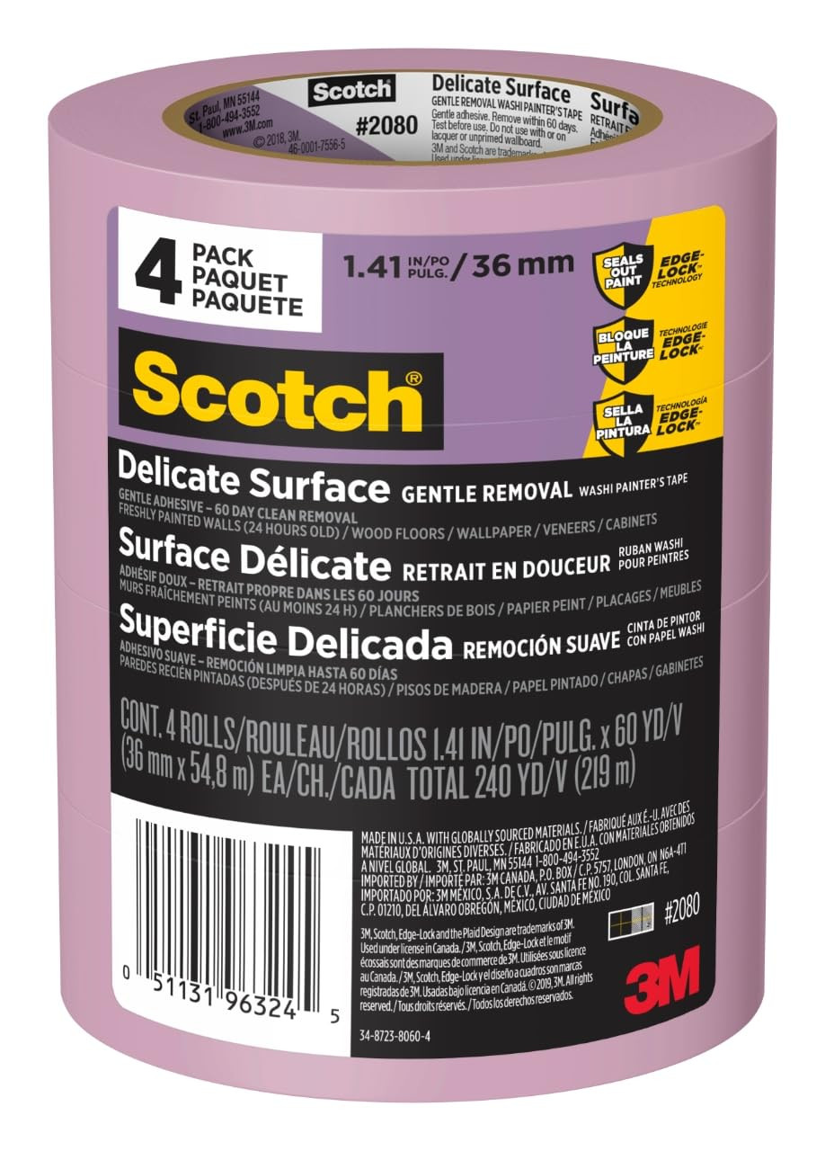 Delicate Surface Painter’S Tape, Purple, Masking Tape Protects Delicate Surfaces