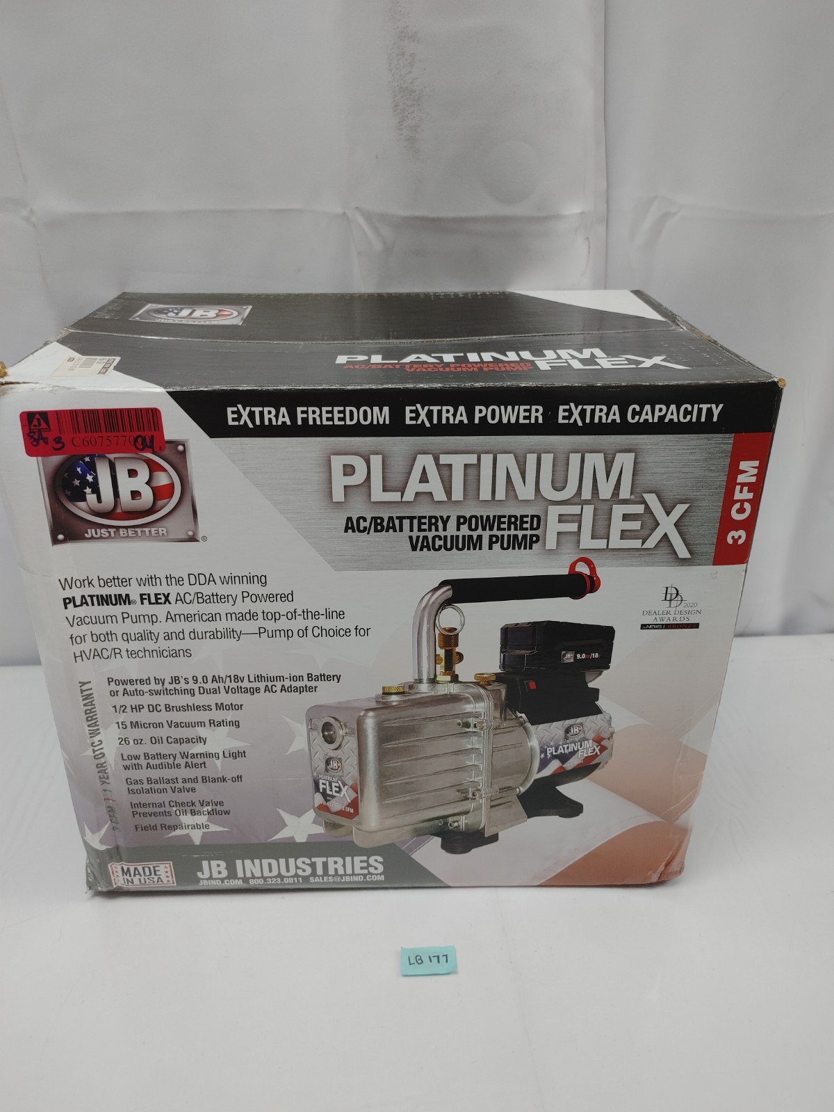 JB INDUSTRIES DV-85-FLEX PLATINUM FLEX AC/Battery Powered Vacuum Pump – SEALED