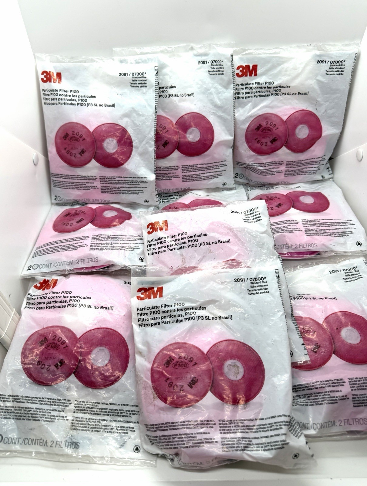 10 Packs Of 3M 2091 NIOSH P100 Particulate Filter Expires 05/2028