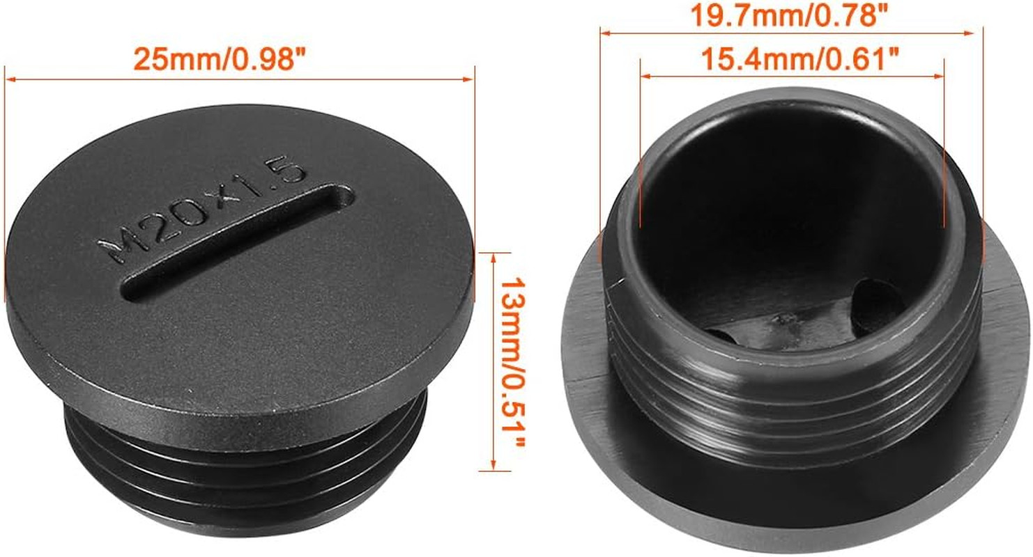 Hold Plugs,10pcs M20x1.5mm Nylon Male Threaded Cable Gland Screw End Cap Cover B