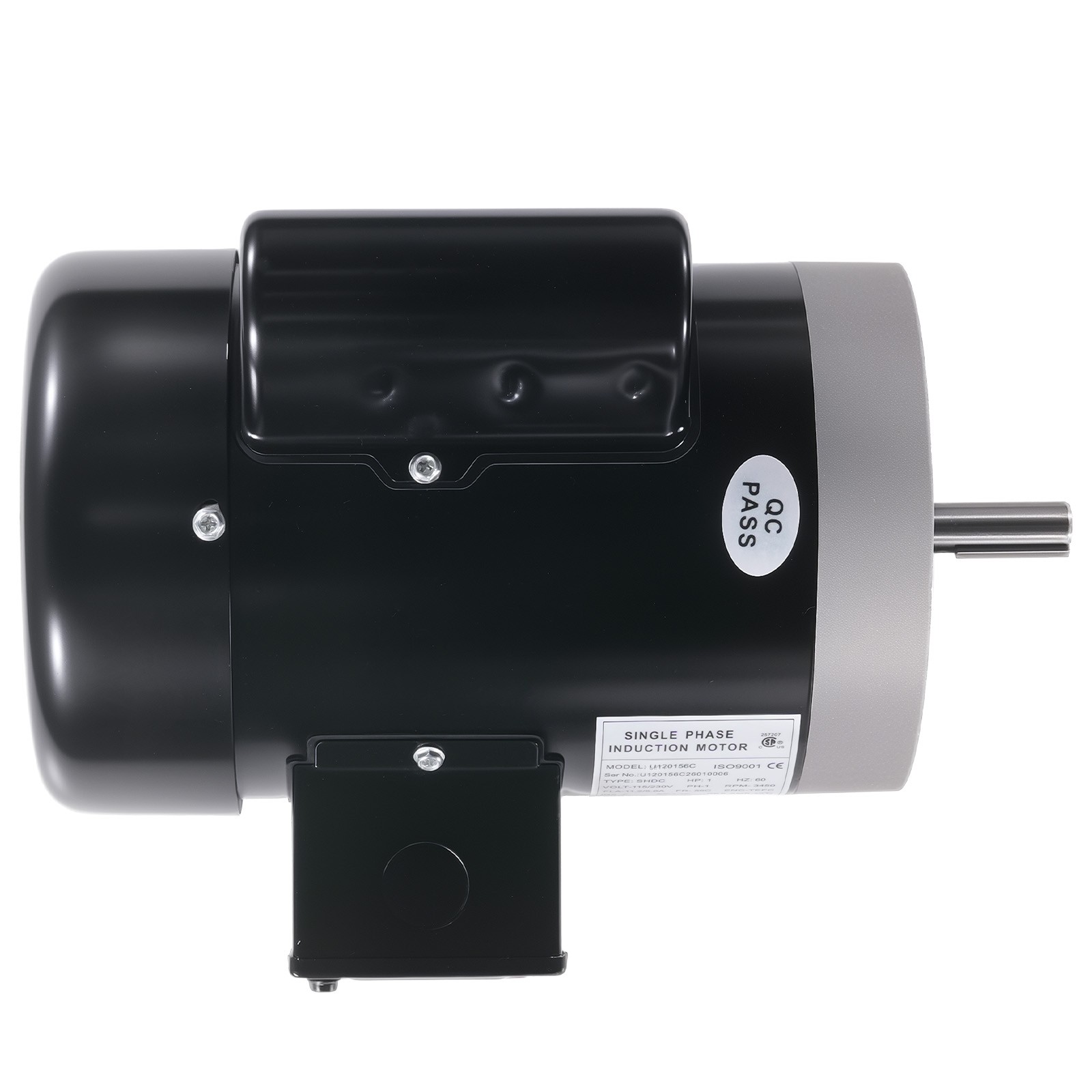 1HP Electric Motor 3450RPM AC115V/230V 56C Frame 1-Phase 5/8″ Keyed Shaft CCW