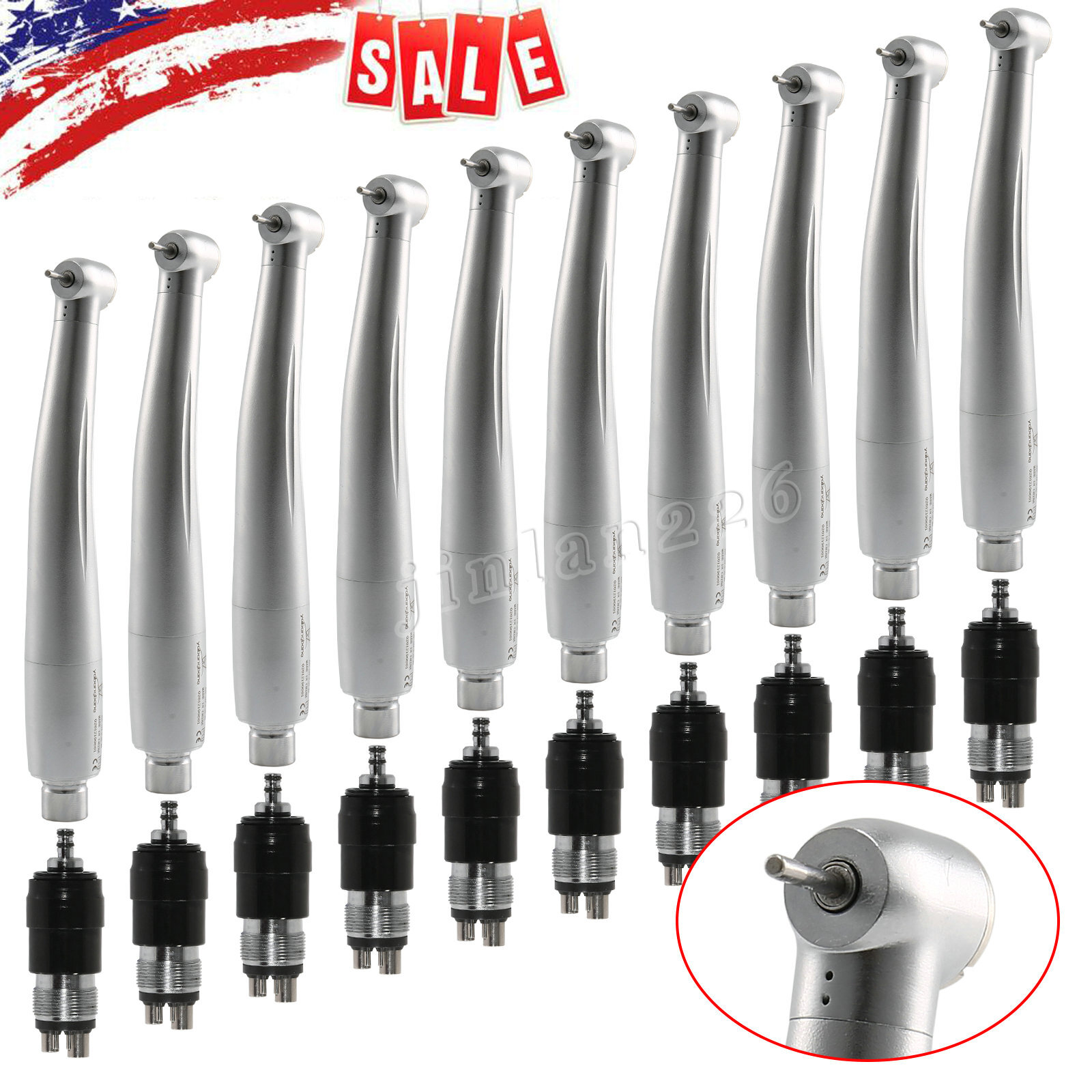 1-10 NSK Style Dental High Speed Handpiece YBNKM+ 4H Quick Coupler / Rotor USA