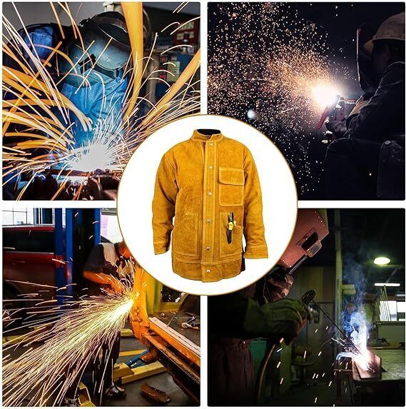Leather Welding Work Jacket Split Welder Jacket Clothes For Men Women XXXL Size