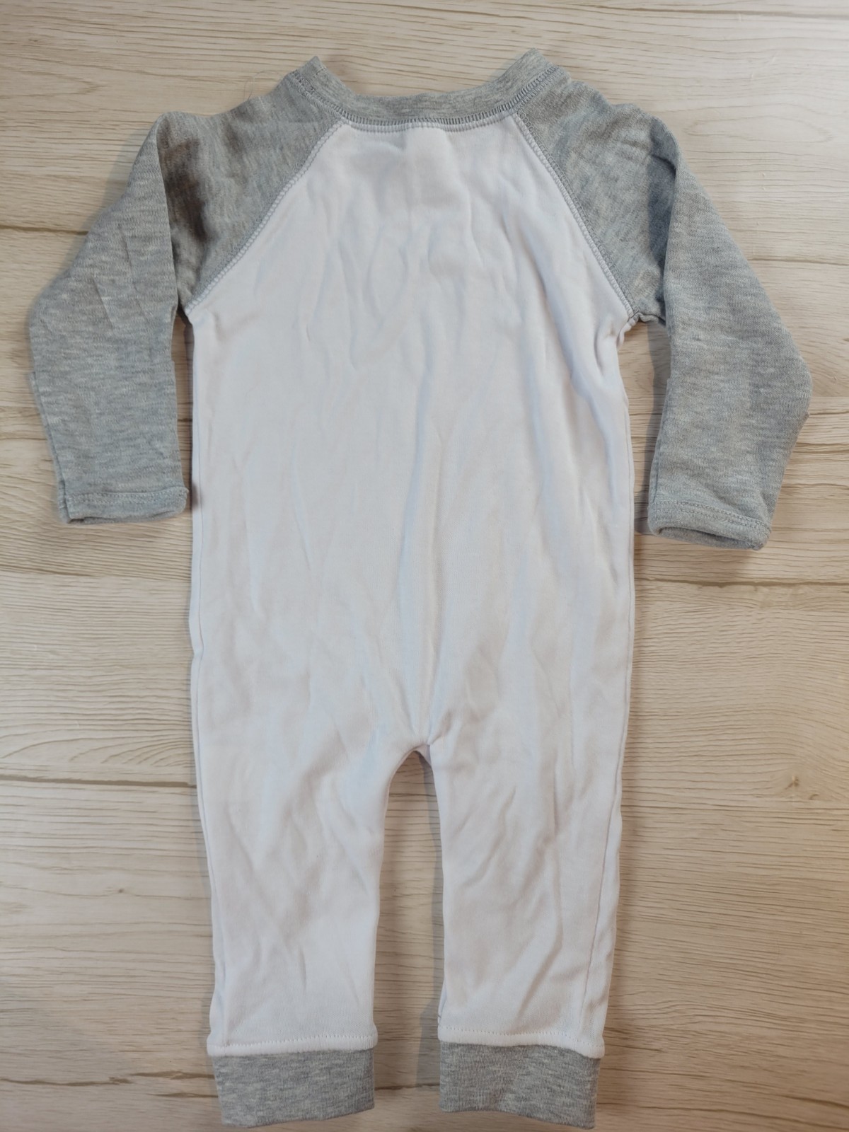 Baby One-Piece Raglan Sleep N Play blank– White/Gray Polyester Cotton 0-3 month