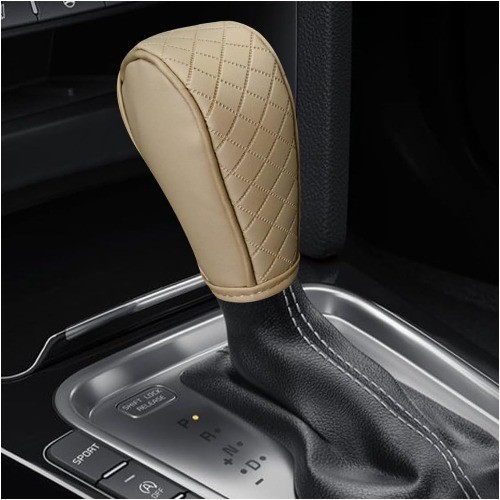 Beige Universal Leather Car Gear Shift Knob Cover, Anti-Slip Brea Color: Beige