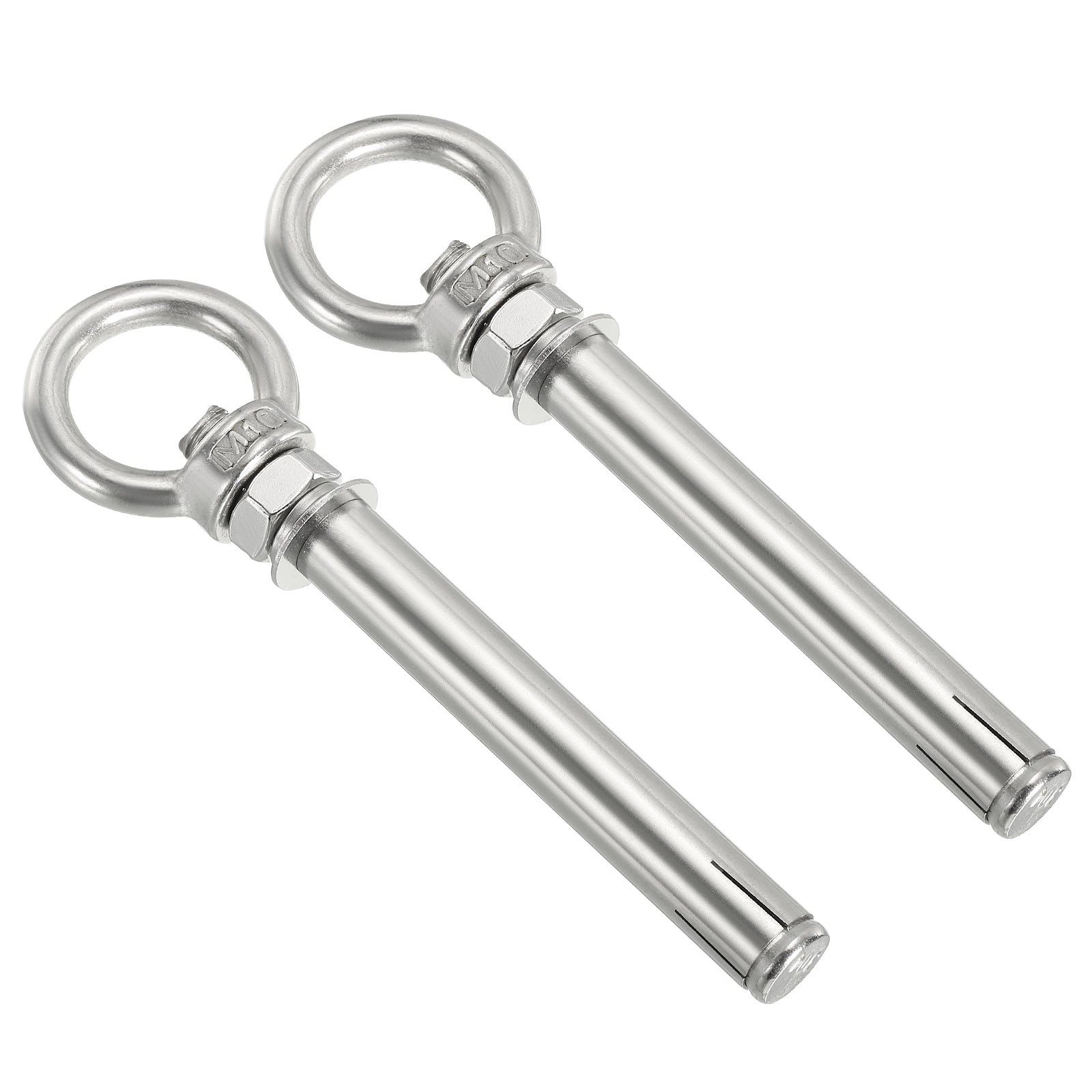 2Pcs Expansion Eye Bolt M10x120mm Stainless Steel Shoulder Eyebolt Silver