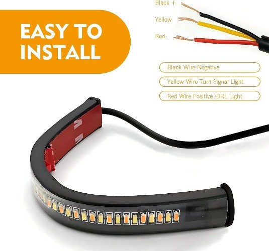 Dual-Color Switchback LED Turn Signal Light Strip Bar, Flexible Front Signals fo