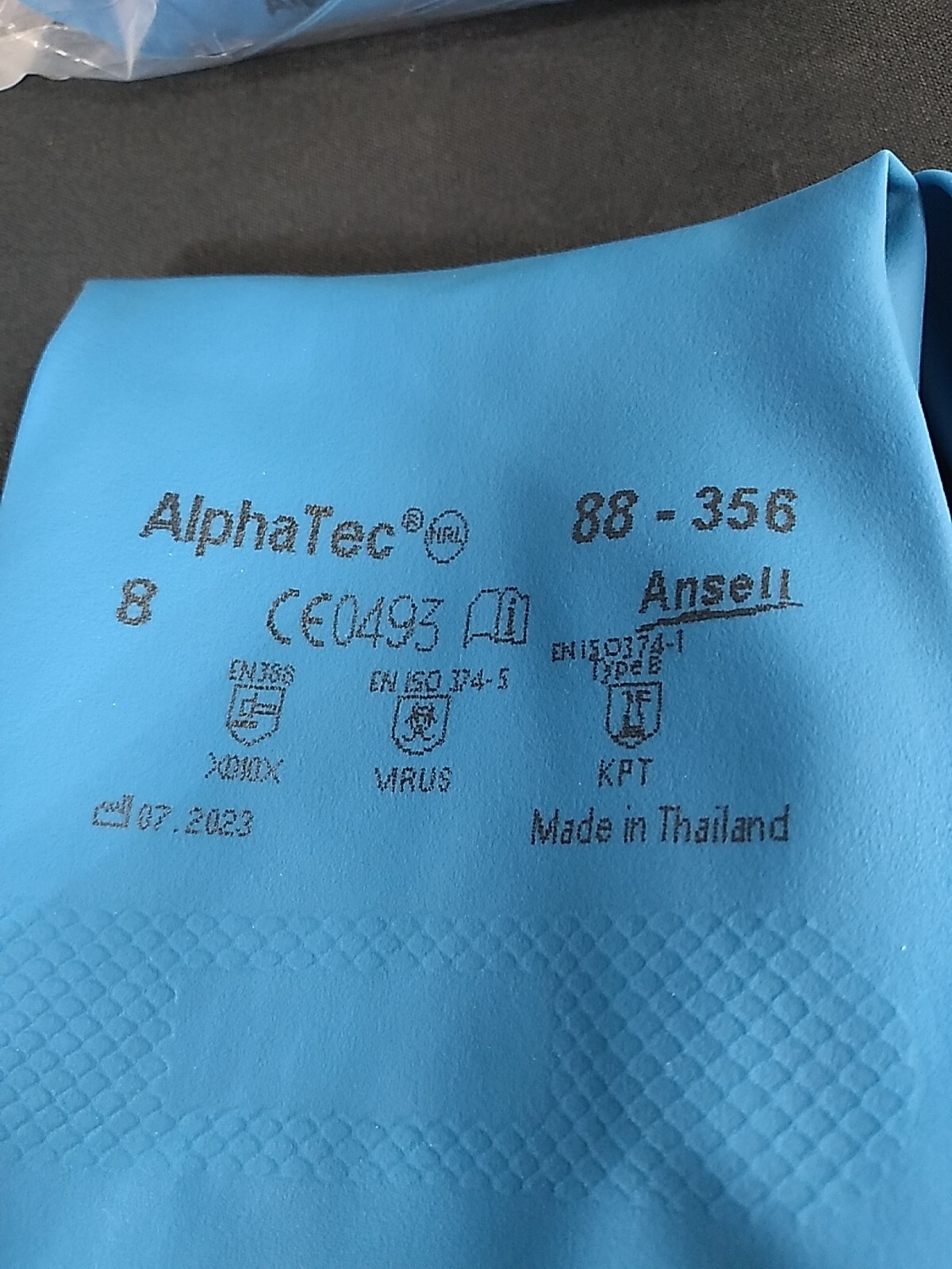 Ansell 88-356 ~ 12 Pair NEW Blue Rubber Latex Gloves Size 8