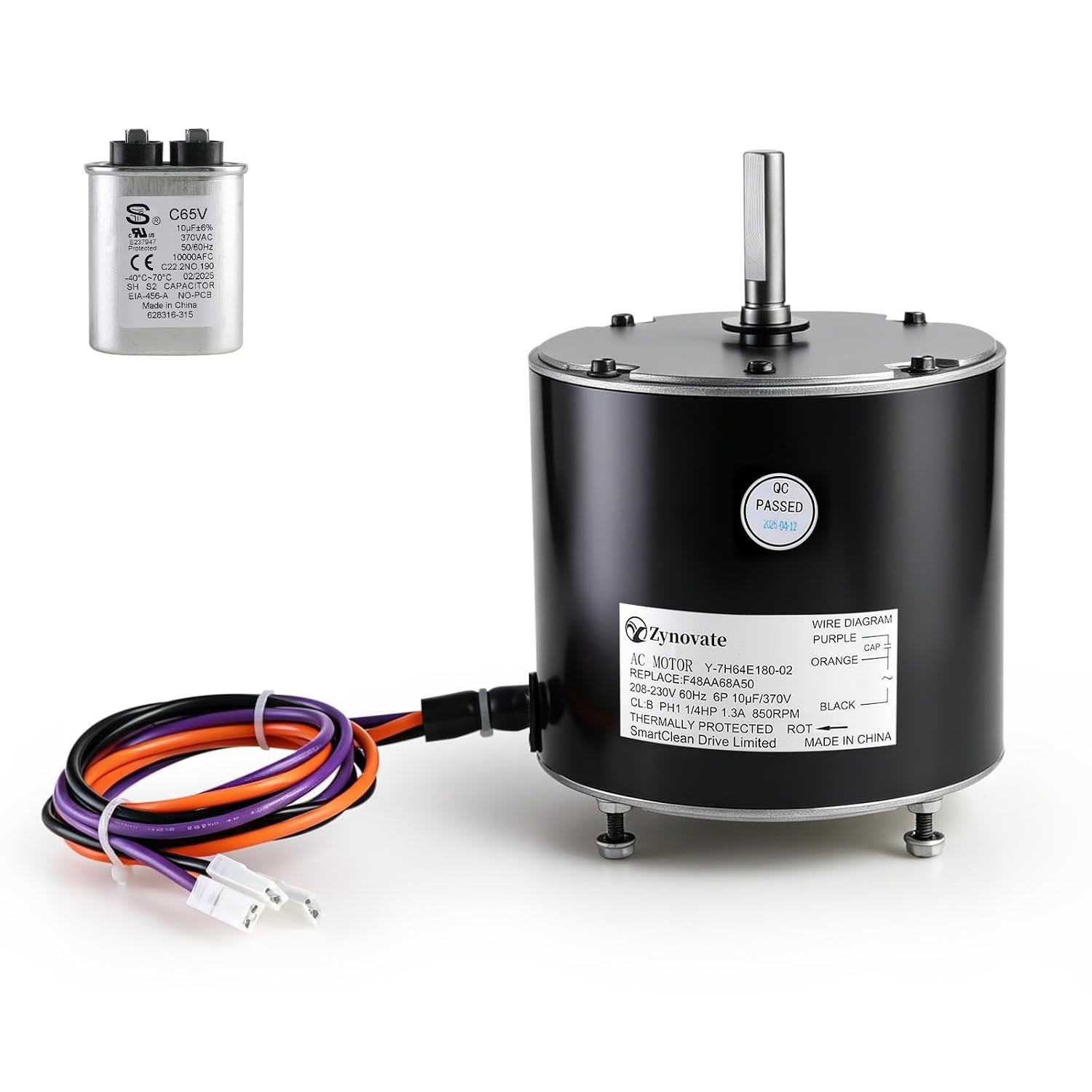 F48AA68A50 for A.O.Smith York Coleman Condenser Fan Motor 1/4 HP 208-230V 850RPM