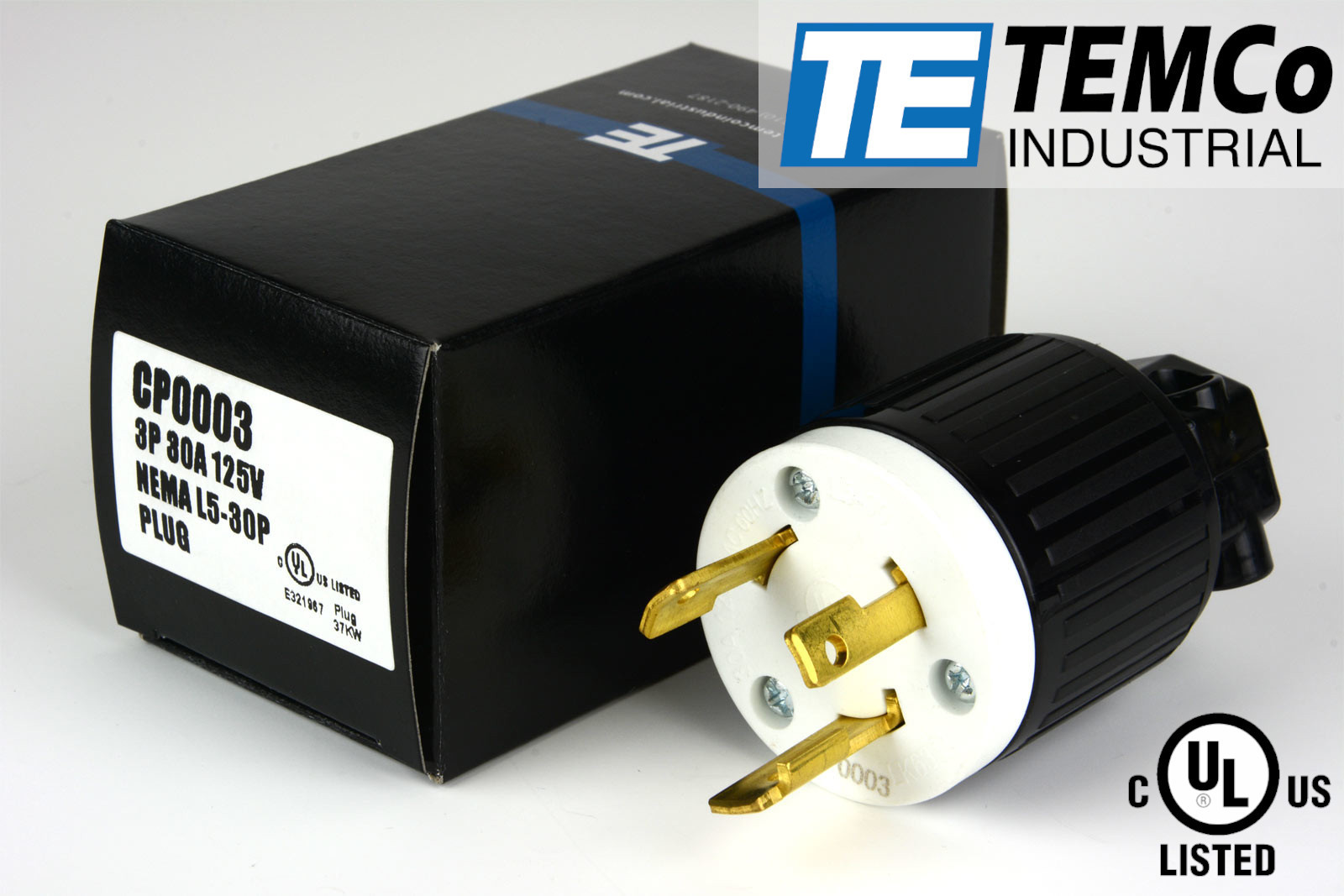 TEMCO NEMA L5-30P Male Plug 30A 125V Locking UL Listed for Generator RV Camper