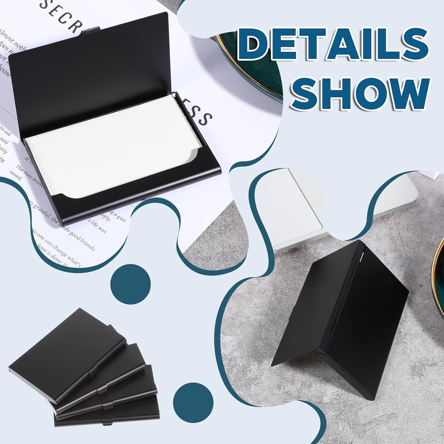 4 Pack Metal Business Card Holder Case Slim Business Card Case Professional Busi