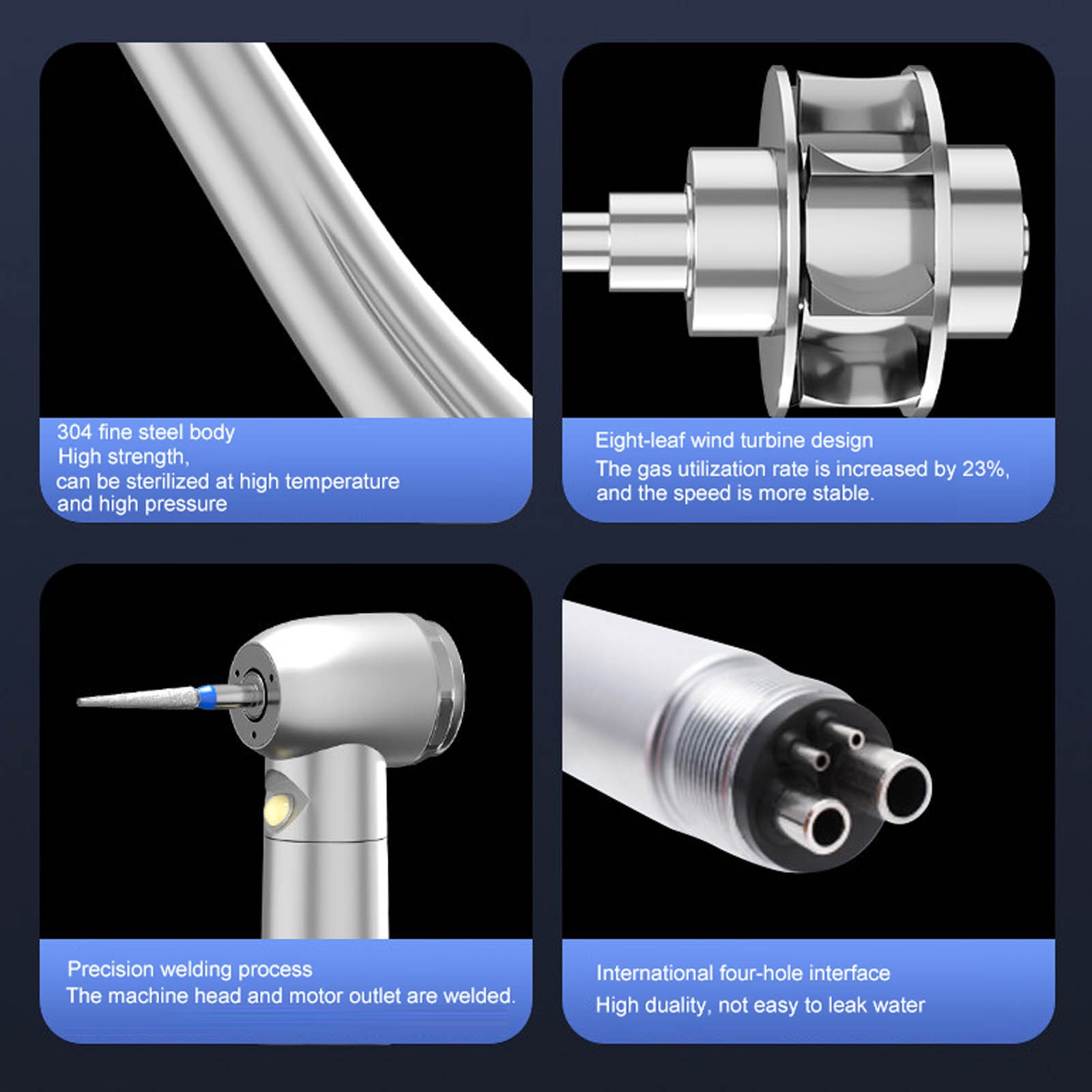 NSK Style Dental High Speed Handpiece Fiber Optic Turbine LED E-generator 4Hole