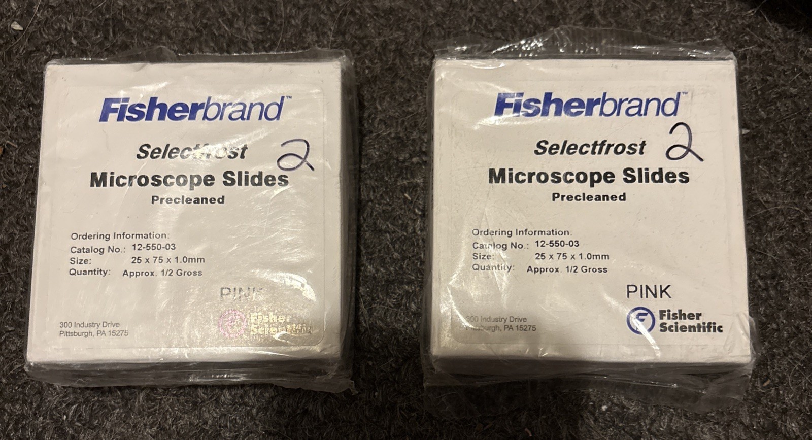 Fisherbrand Selectfrost Microscope Slides 12-550-03 PINK (2 Packs)