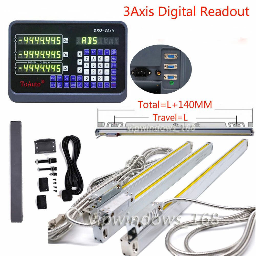 3Axis Digital Readout DRO Display 5µm Linear Scale 18»+20»+40» Kit CNC Mill
