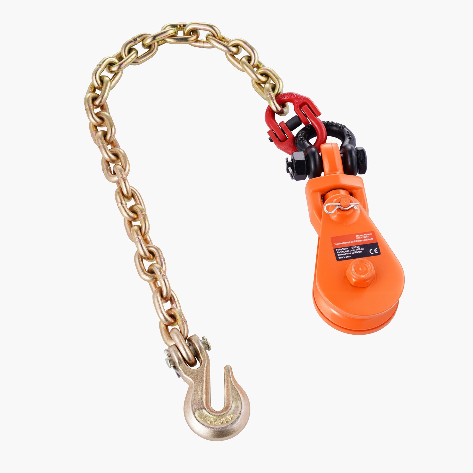 2 Ton 3″ Snatch Block with Chain Flatbed Tow Truck Rollback Car Carrier Cable