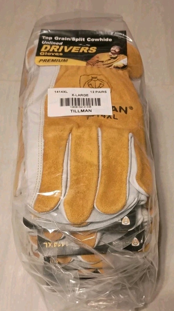 Tillman Top Grain/Split Cowhide Unlined Driver’s Gloves Size XL Pack Of 12