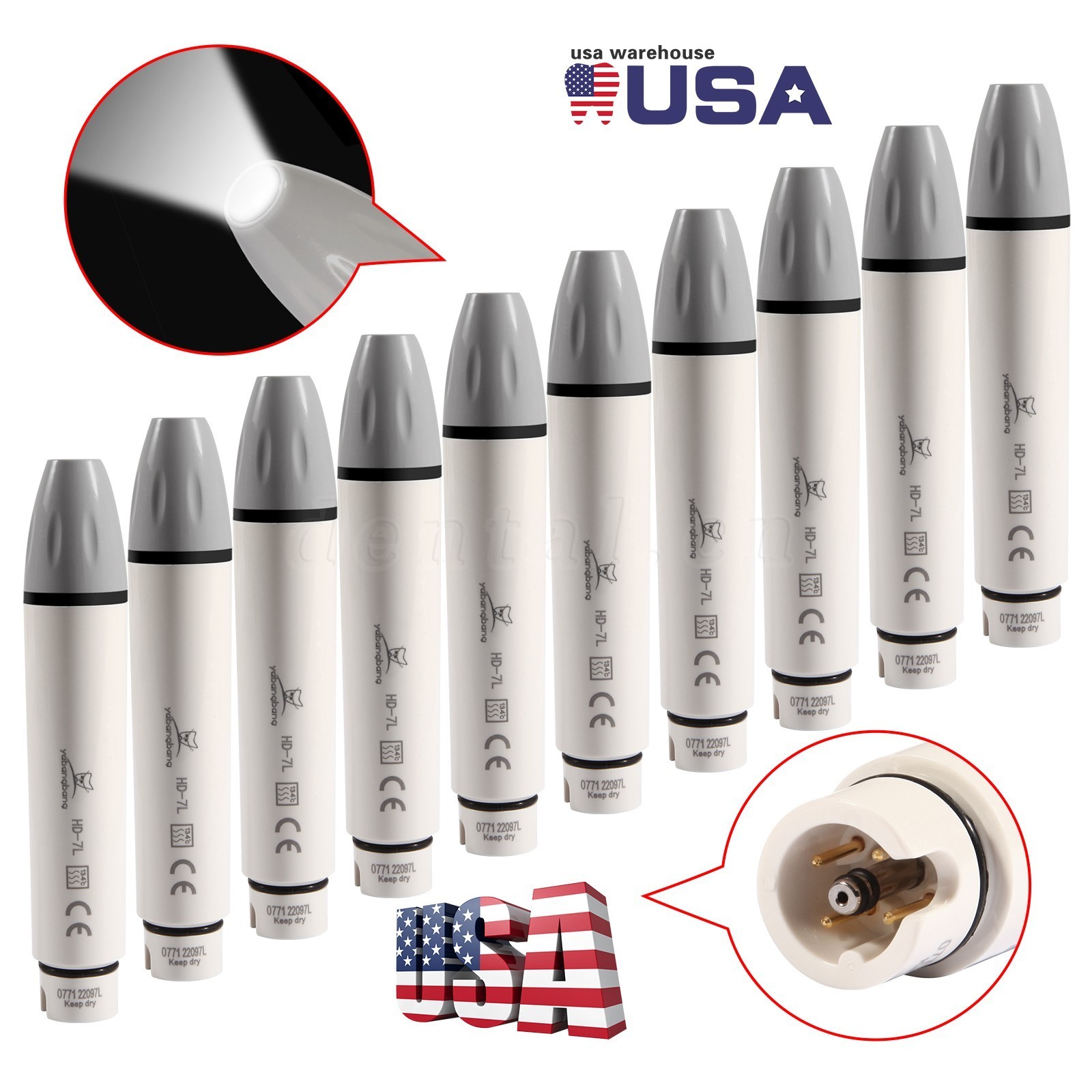 1-10 Dental LED Detachable Ultrasonic Scaler Handpiece HD-7L fit SATELEC/DTE OR