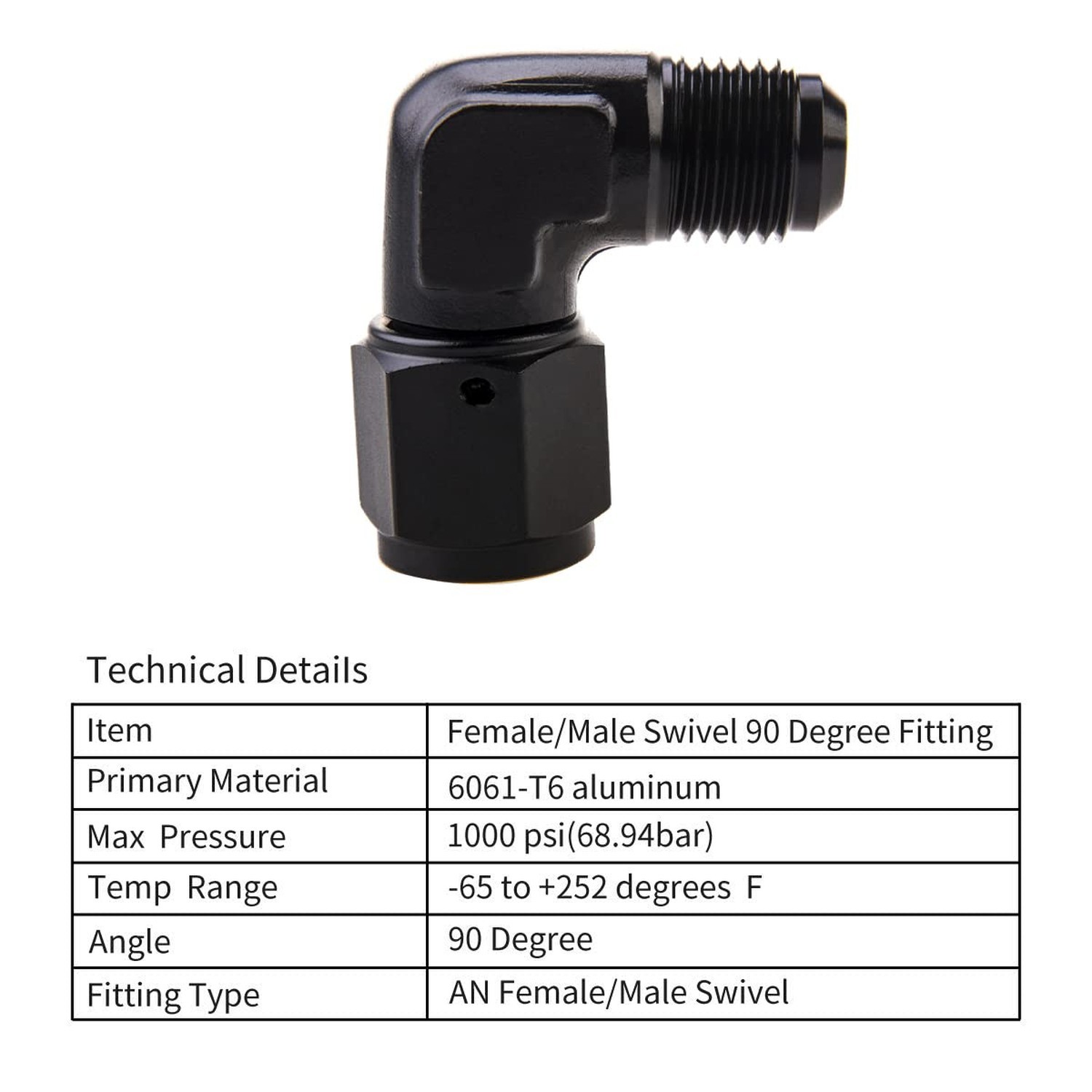 6AN Female to 6AN Male Flare 90 Degree Swivel Hose Fitting Adapter Aluminium …