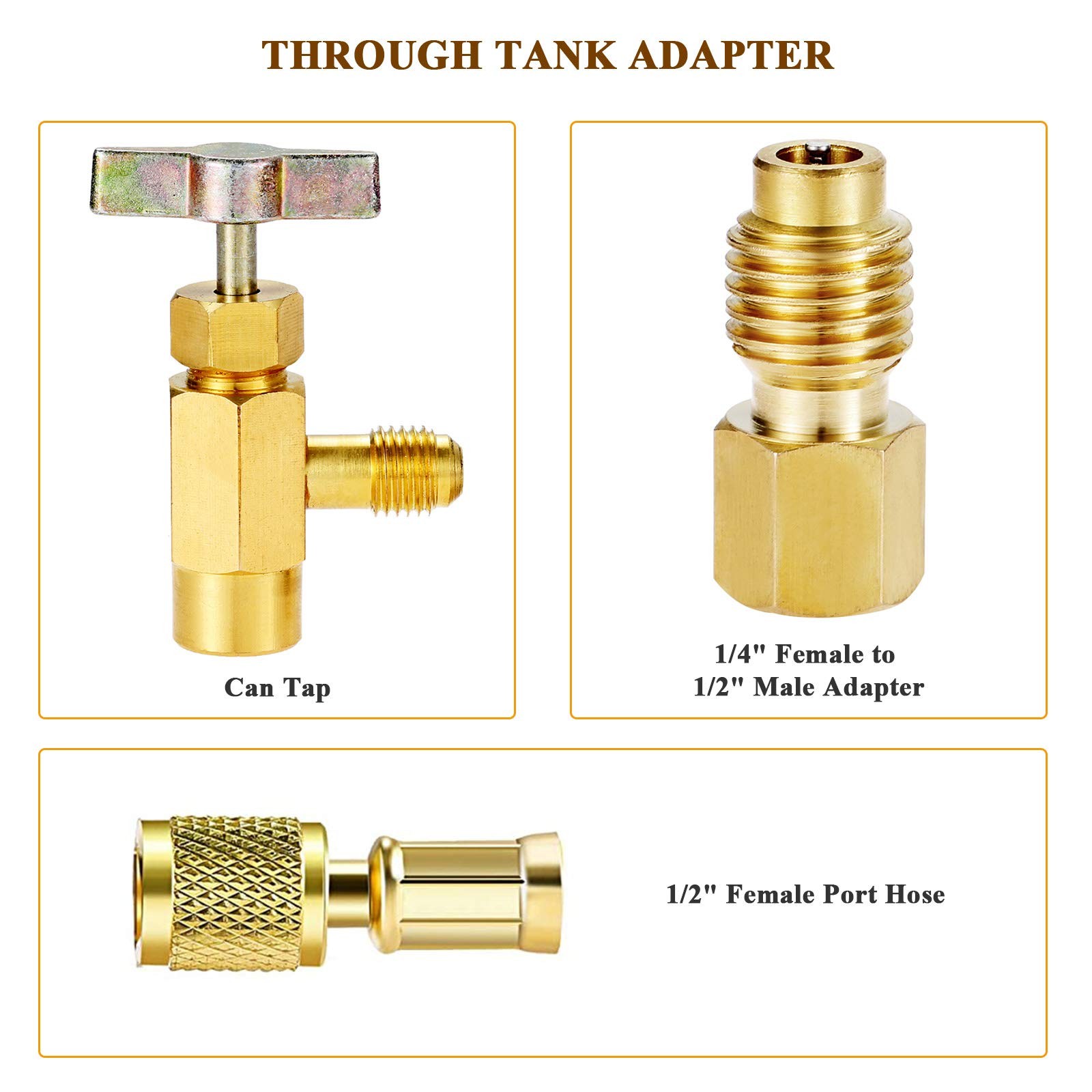 AC Can Tap Valve Kit Adapters High Low Quick Couplers Tank Adapter 1/4″ R134A