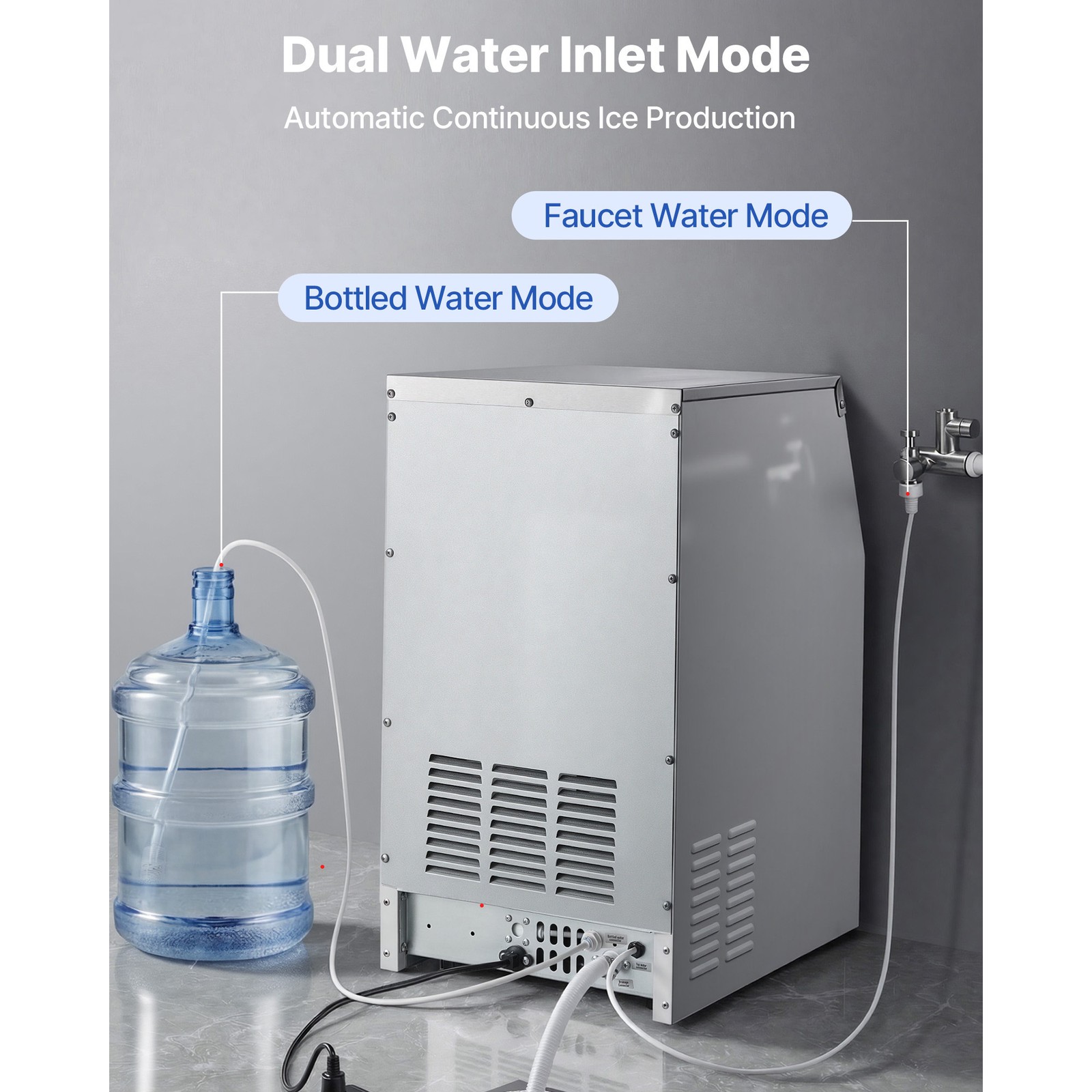 Uimoso 150lbs/24h Commercial Ice Maker Built-in Ice Cube Machine 30lbs Storage