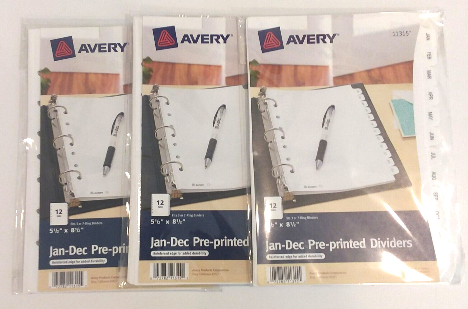 Lot of 3 Avery 11315 12 Month Jan thru Dec Monthly Dividers 5 1/2″ x 8 1/2″ NEW
