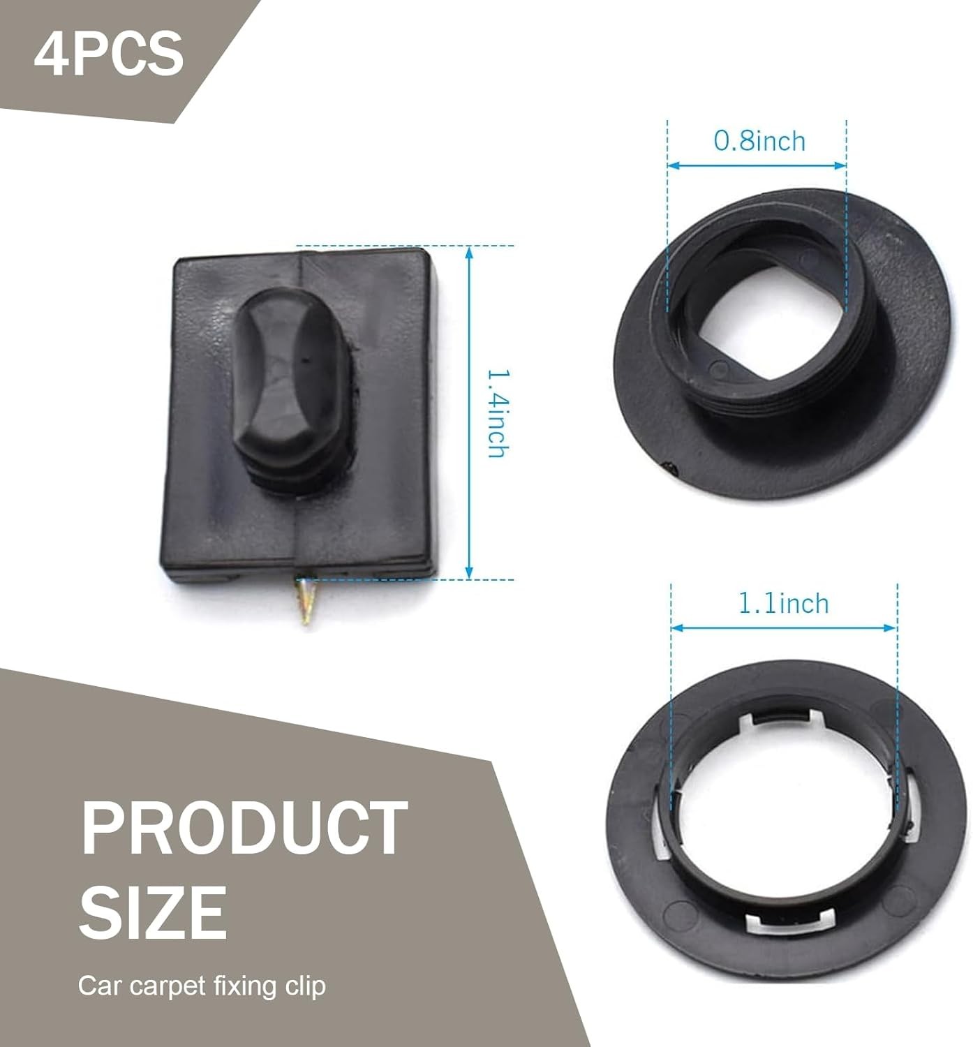 4-Pack Car Floor Mat Clips, Double-Layer Twist Lock Fasteners to Prevent Sliding