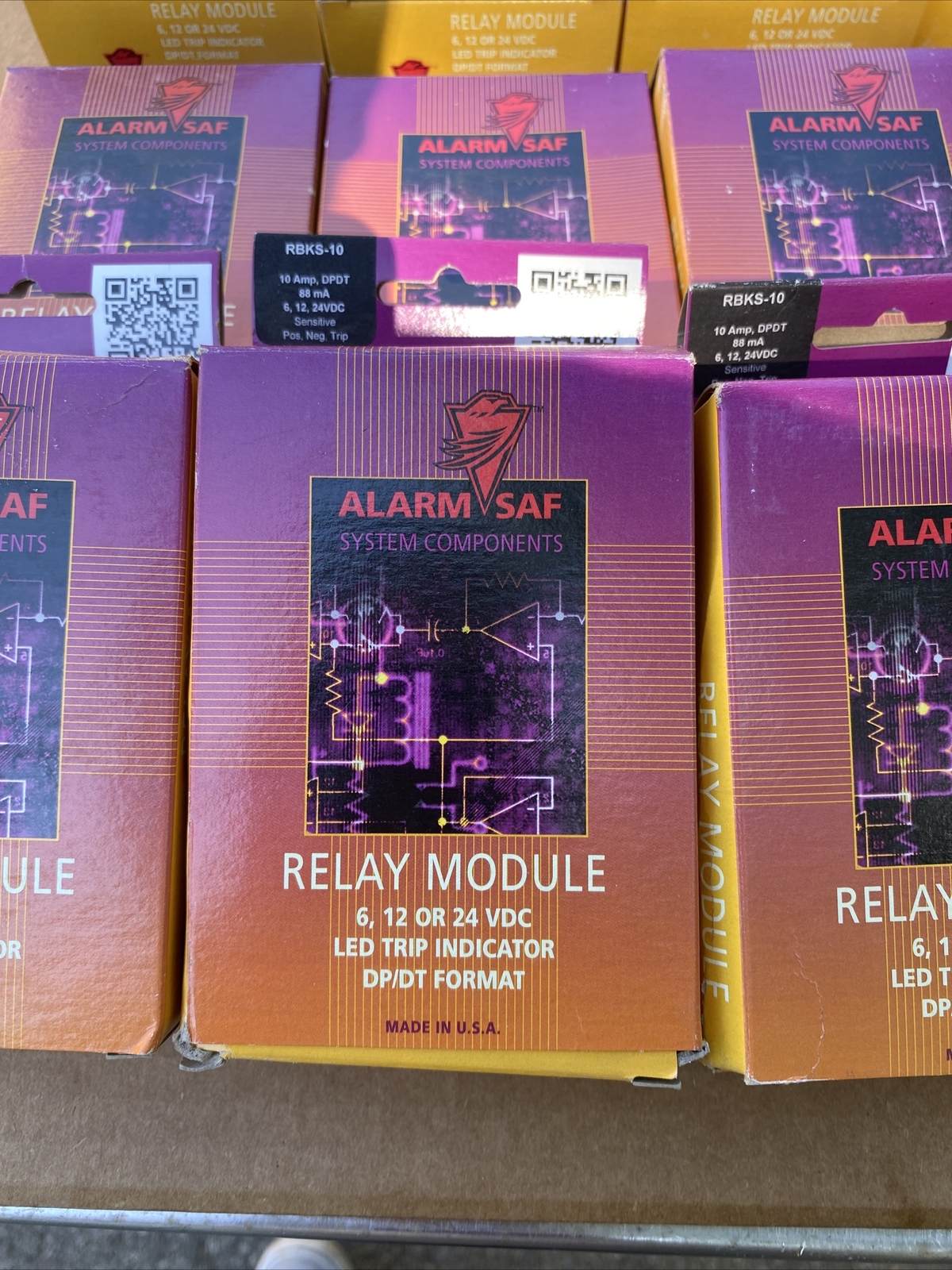 Lot Of 16 ALARM SAF RBKS-10 Relay Module 10 Amp 6/12/24VDC LED Trip Indicator