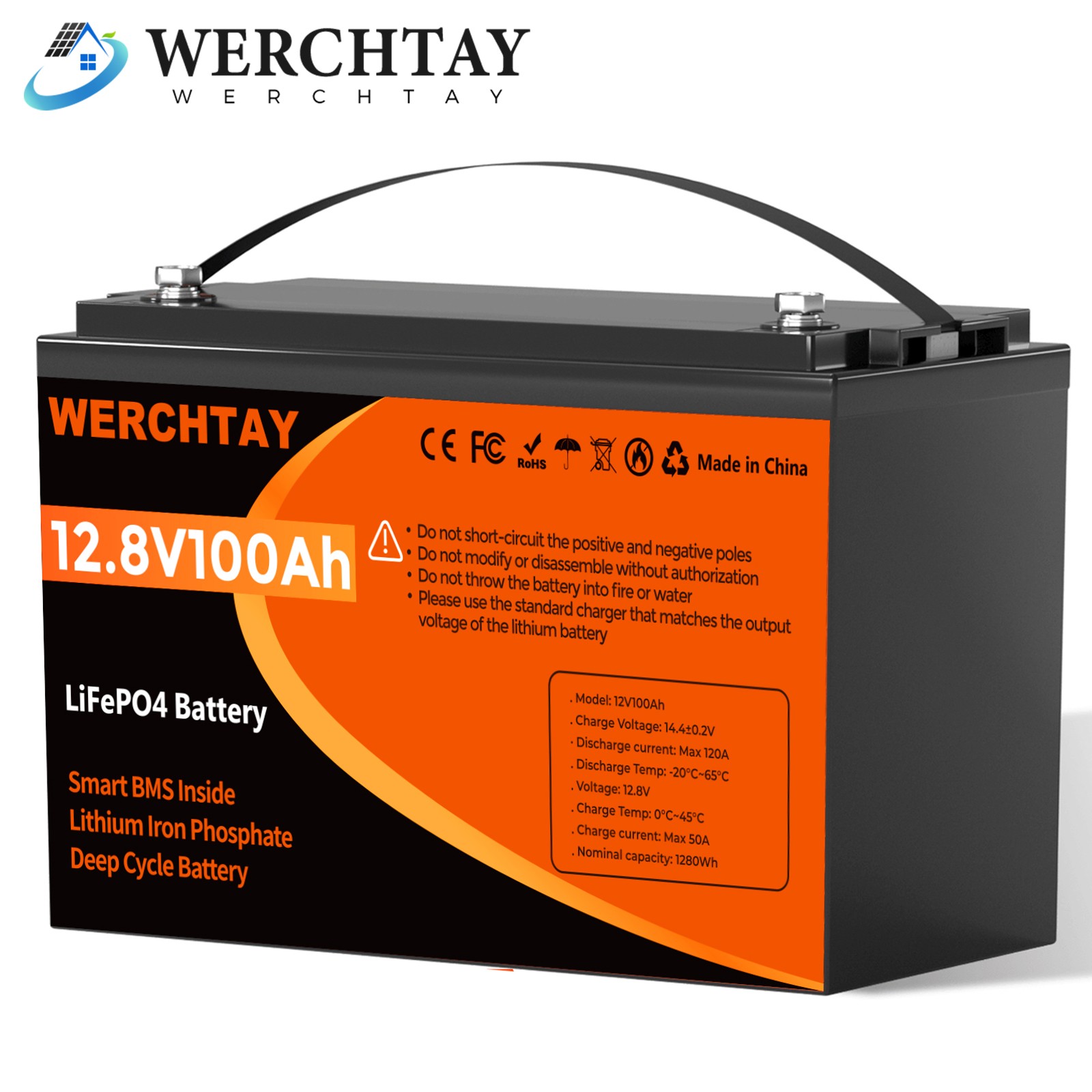 12V 100Ah LiFePO4 Lithium Battery BMS Deep Cycle for RV Marine Solar Off-grid