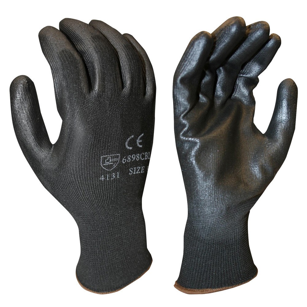 Cordova 6898CB Black Palm Coating & Polyester Shell Glove Size Large (12 Pair)