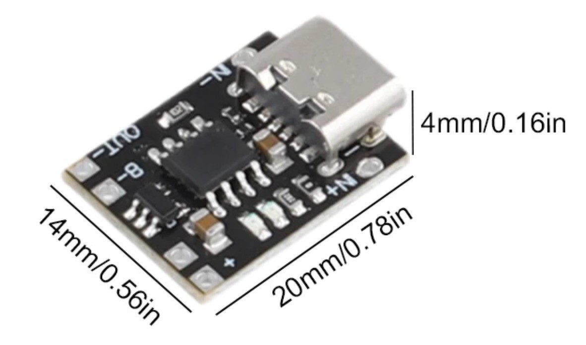 Tiny Smallest USB Type-C Ternary Lithium Battery Charger & Protection 3.7V 4.2V