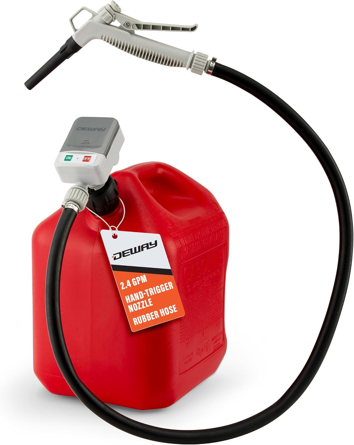 Fuel Transfer Pump for Gas Can, Battery Powered, 2.4 GPM, 51-In. Hose | for Cars