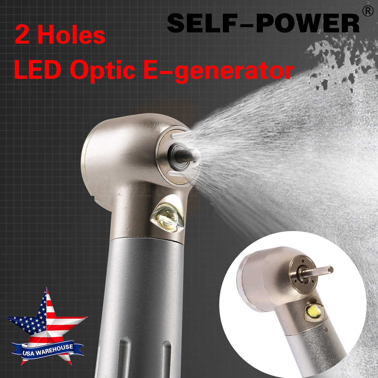 NSK Style Dental Fiber Optic LED High Speed Handpiece Turbine 2-Hole Self Power
