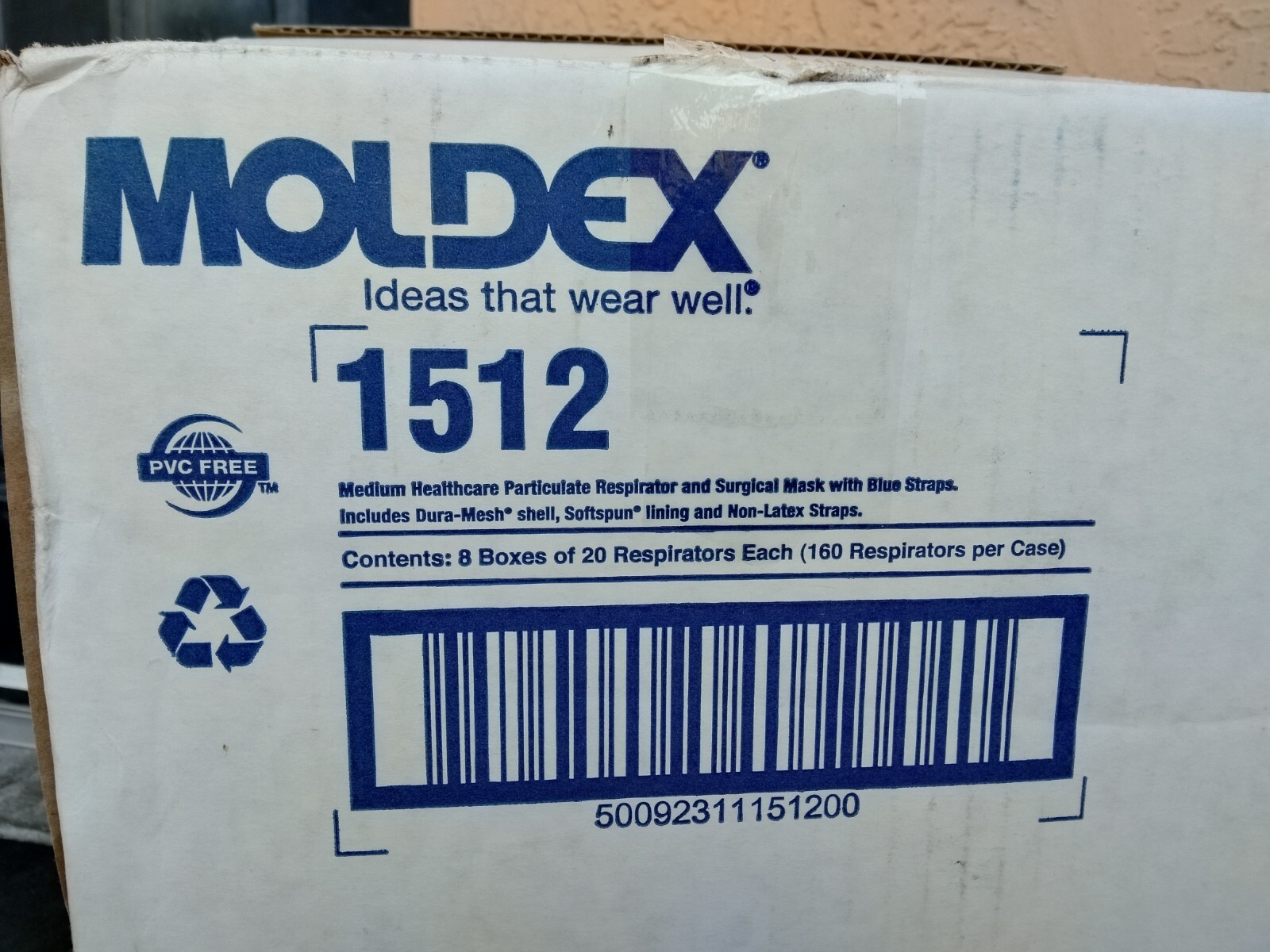 Moldex 1512 N95 Respirators and Surgical Masks,Medium, Exp. 02/2026, Case of 160